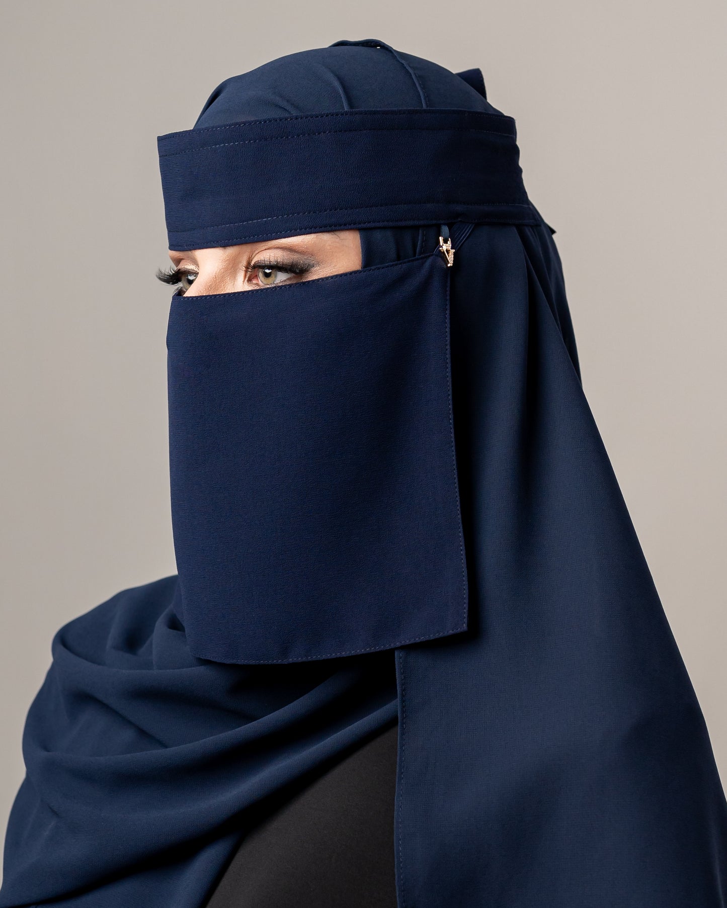 Short Chiffon Niqab - Navy