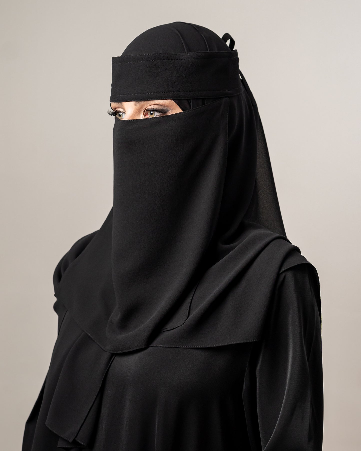 Long Voile Niqab - Black