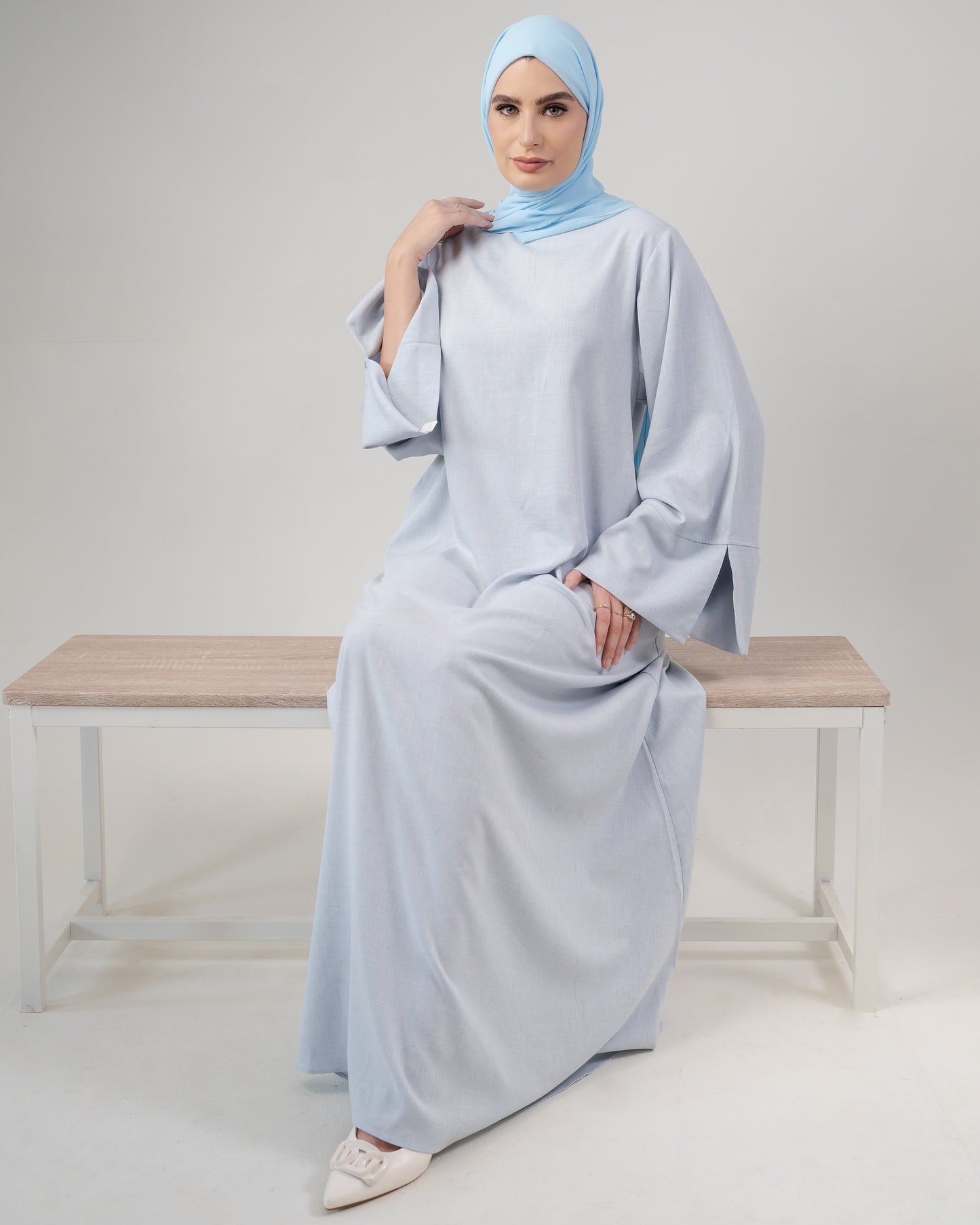 Summer Linen Abaya - Blue