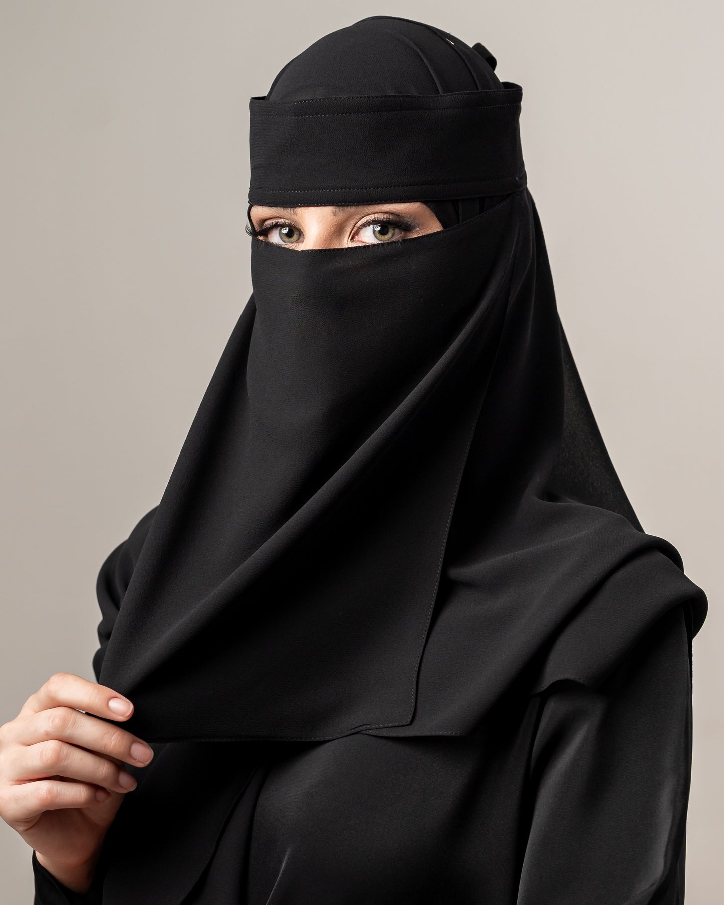 Long chiffon niqab - Black Truffle