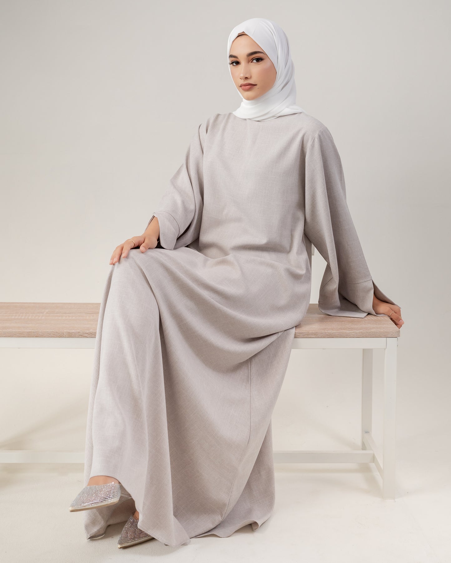 Summer Linen Abaya - Sand