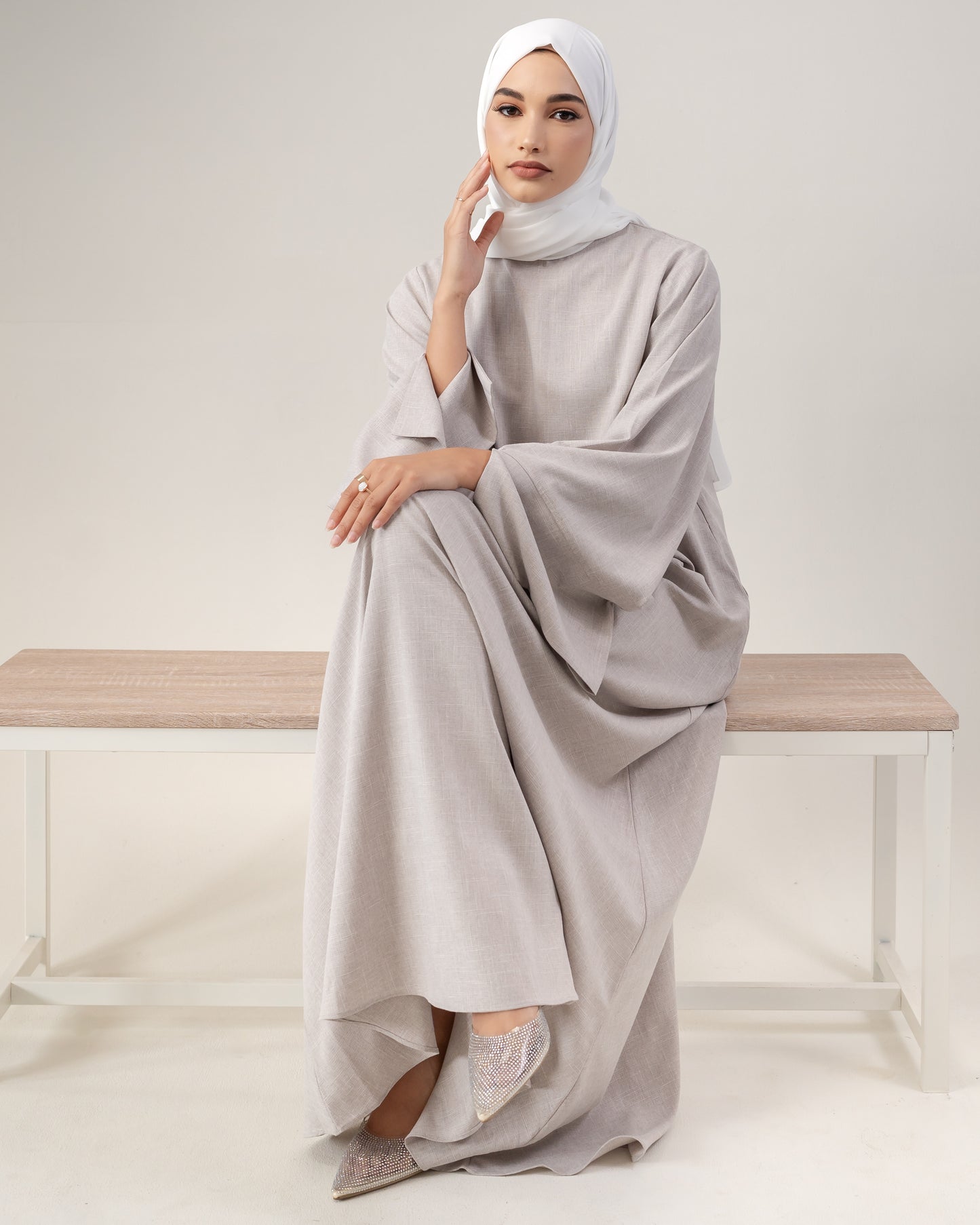 Summer Linen Abaya - Sand