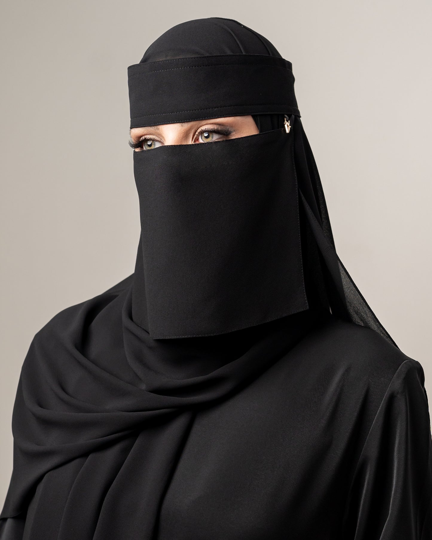 Short Chiffon niqab - Black Truffle