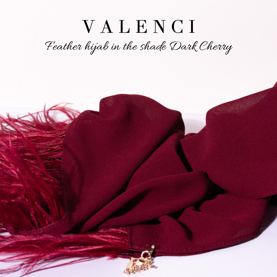 Dark cherry feather hijab