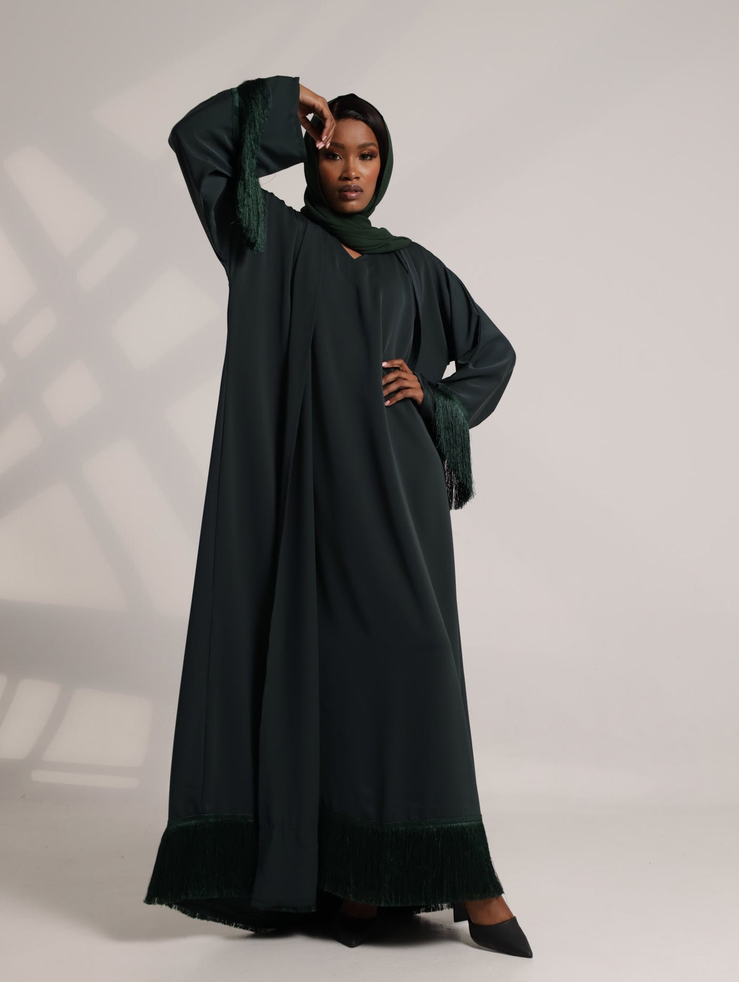Nora olive tassel abaya