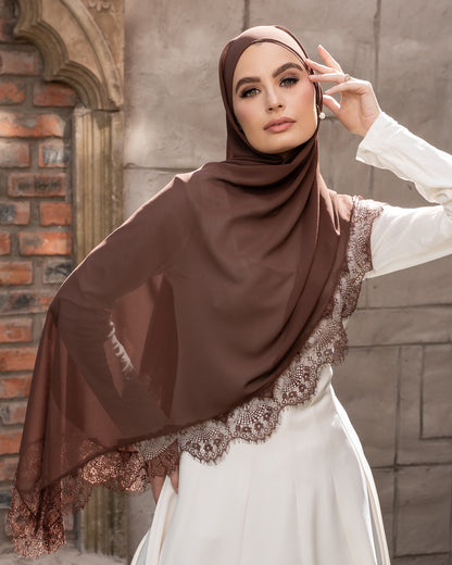 Roasted Cacao - Chantilly lace Hijab