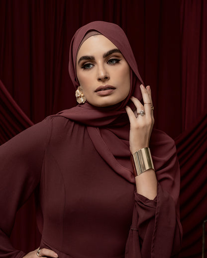 Aylah Abaya Dress - Burgundy