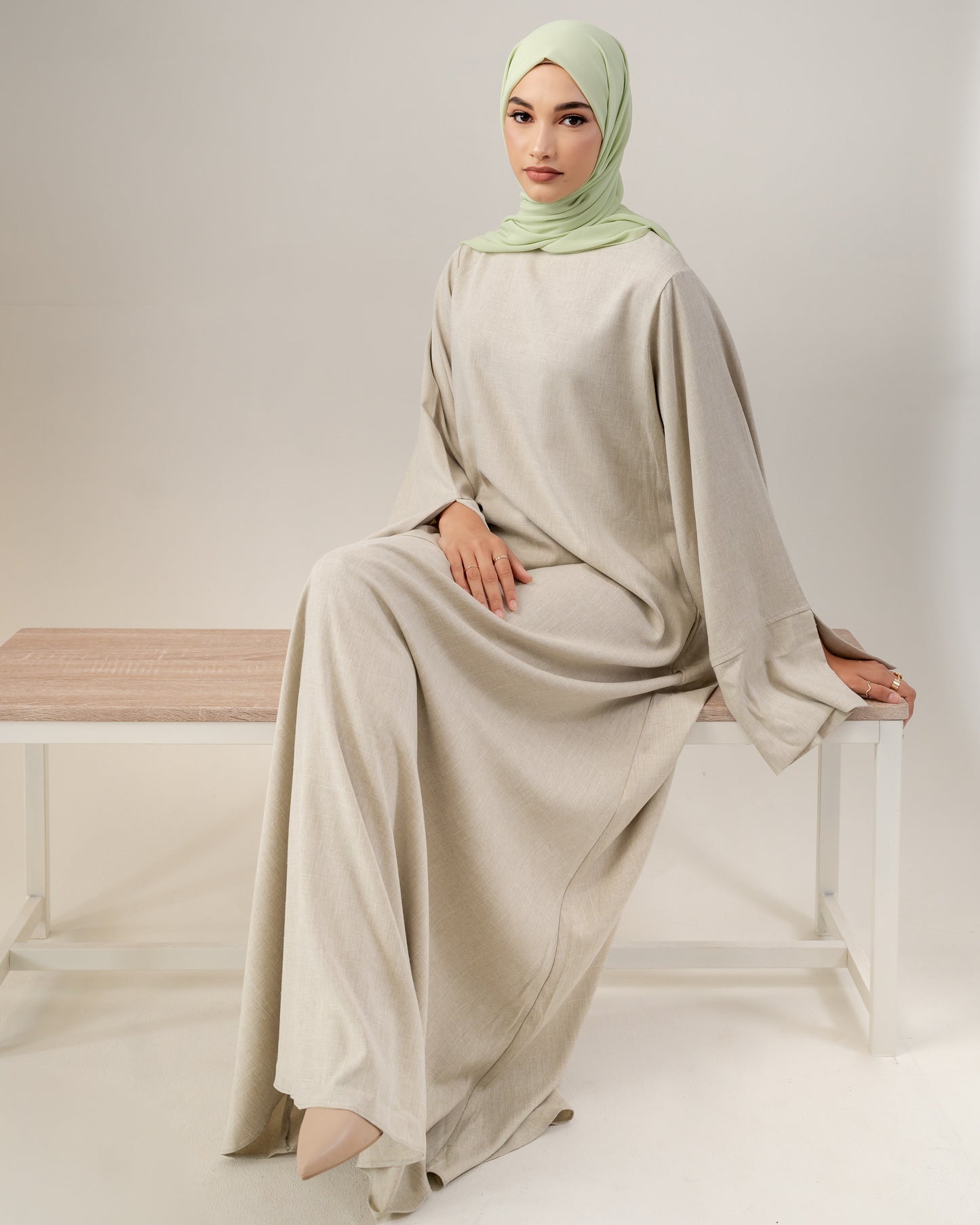 Summer Linen Abaya - Sage
