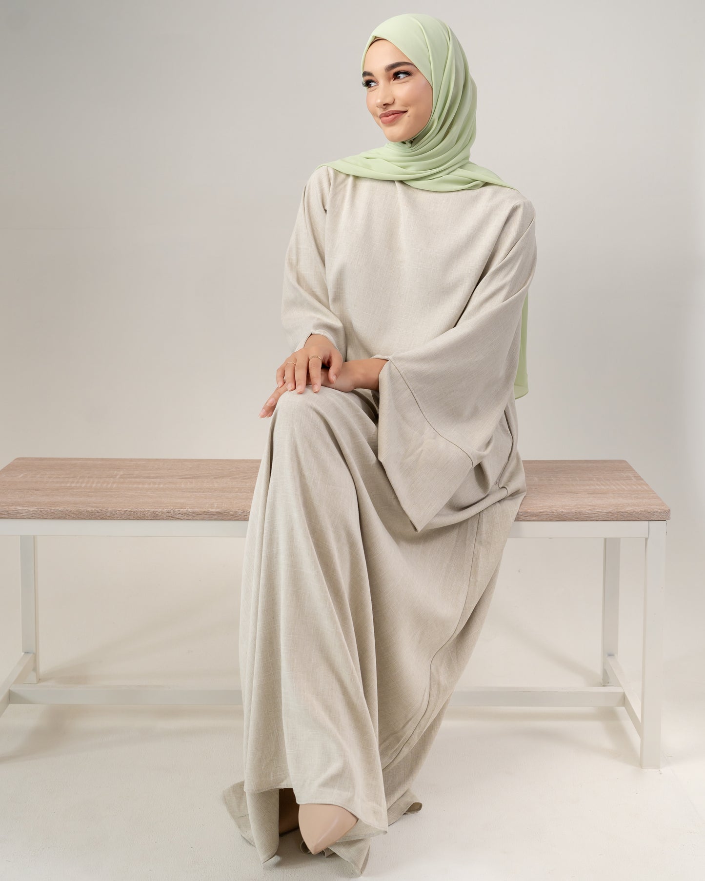 Summer Linen Abaya - Sage