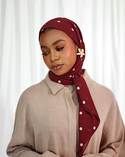 Polka dot Square - Burgundy & Cream