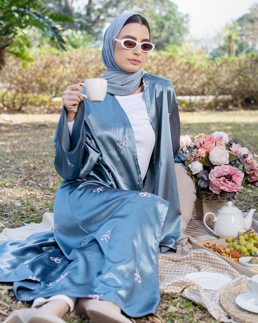 Bisma Bow Abaya - Blue