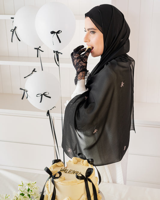 Bow Hijab - Black Truffle