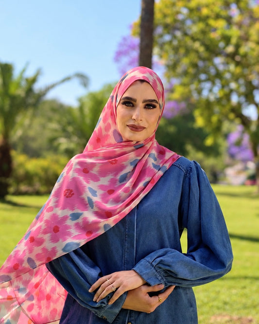 Camelia printed chiffon