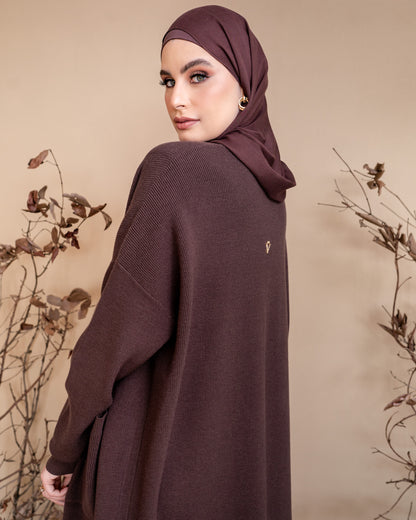 Knit Abaya Set - Espresso