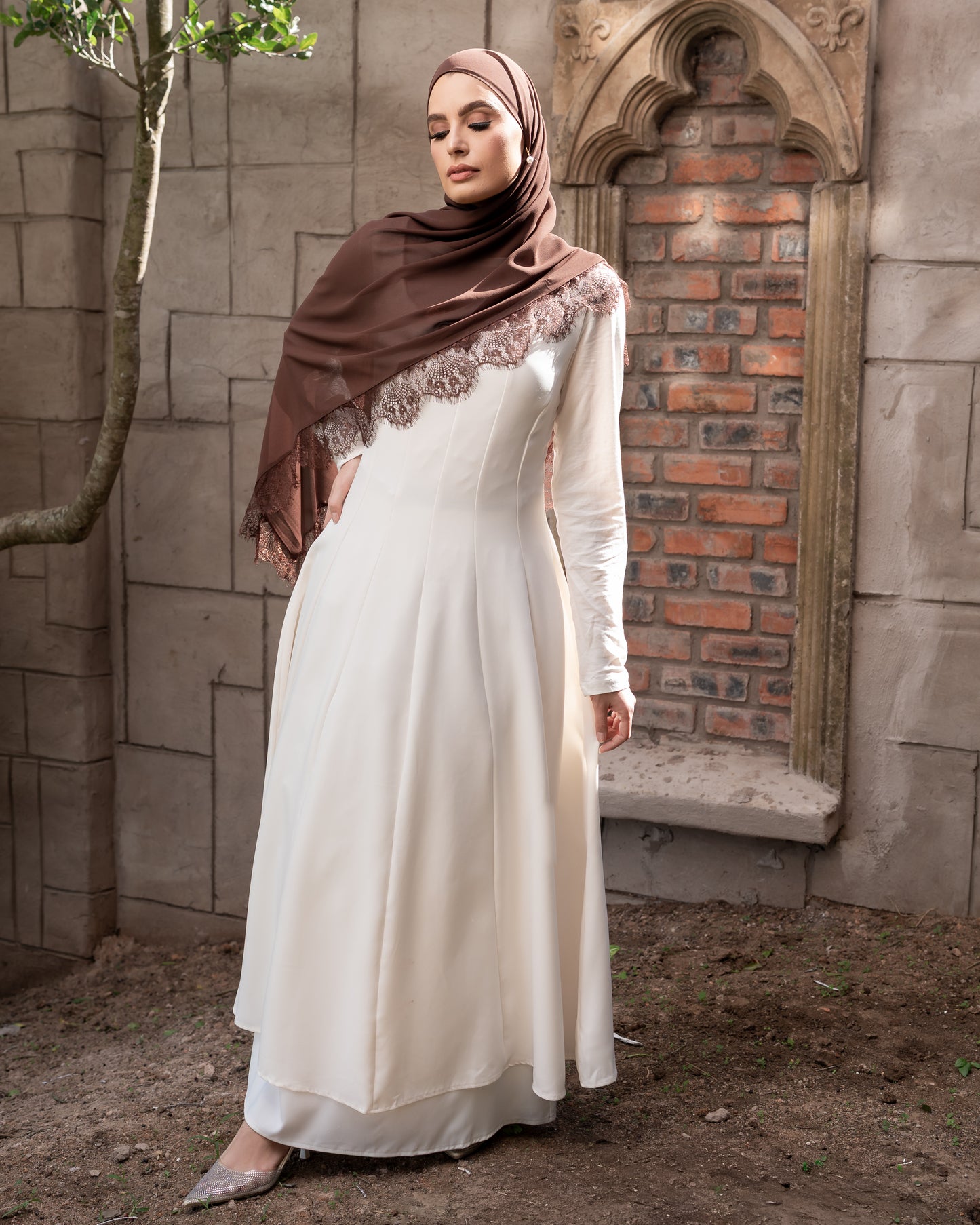 Roasted Cacao - Chantilly lace Hijab
