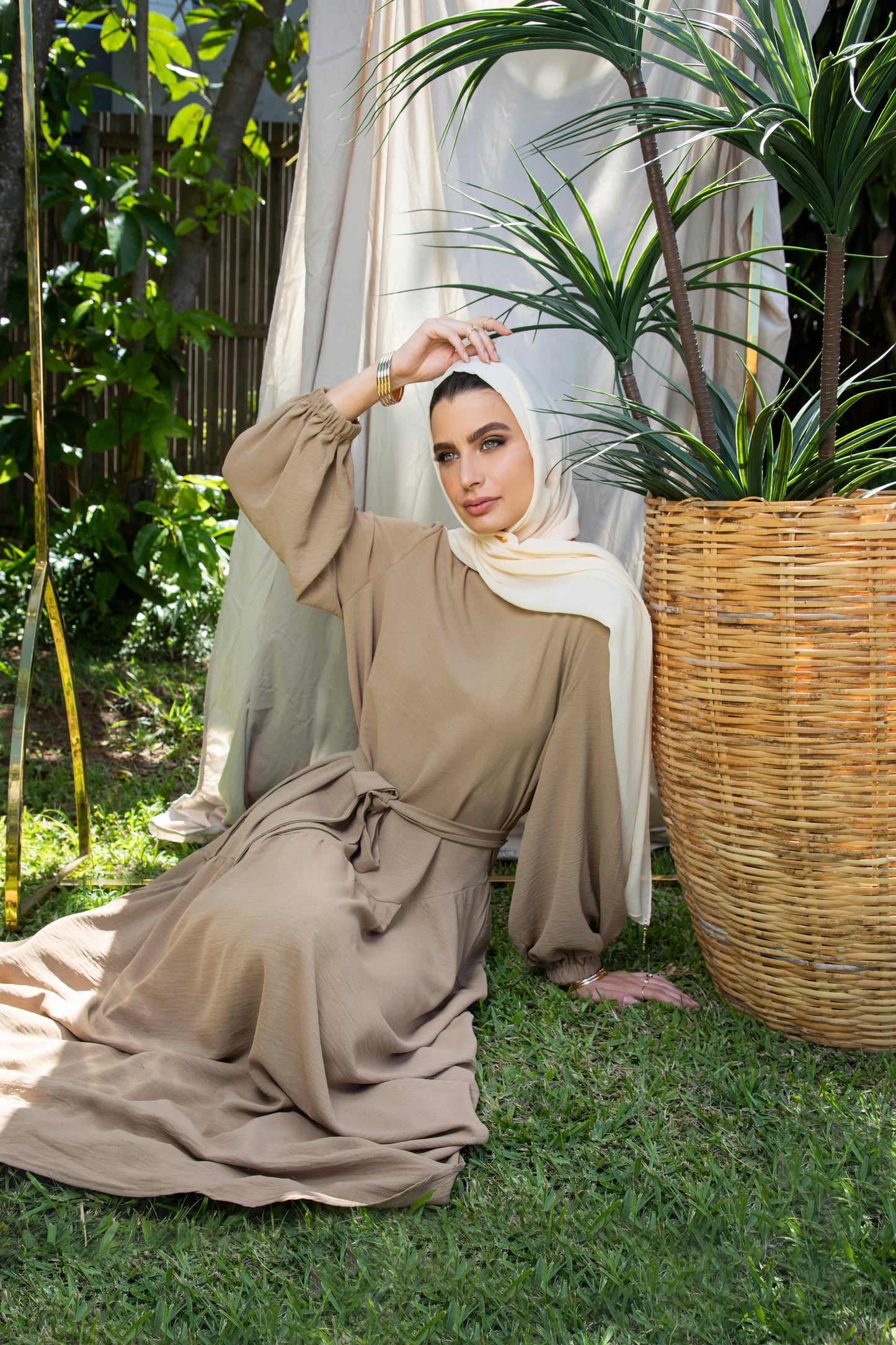 Hania Dress Abaya - nude