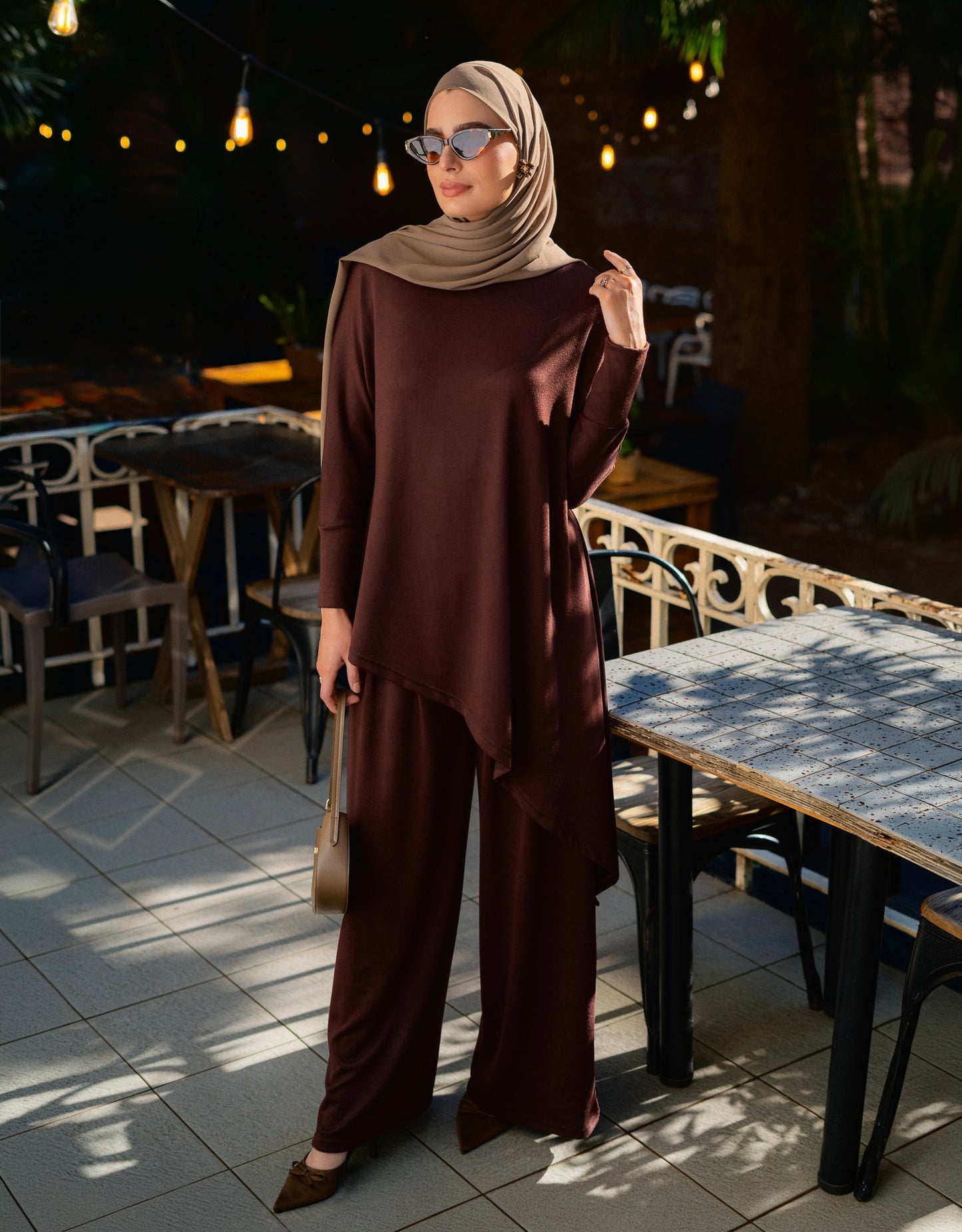 Montbelle Asymmetrical Set - Chocolate Brown