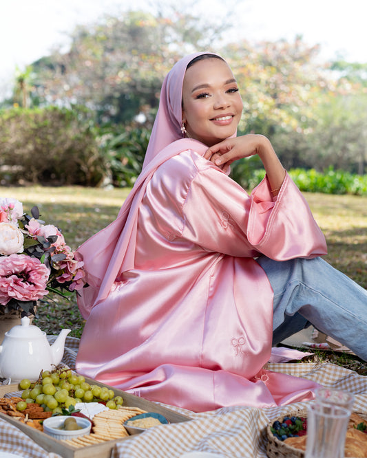 Bisma Bow Abaya - Pink