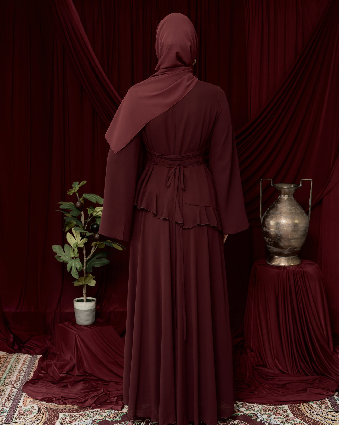 Aylah Abaya Dress - Burgundy