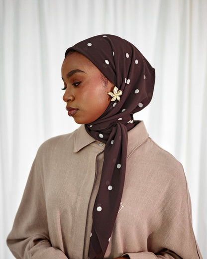 Polka dot square - Brown & Cream