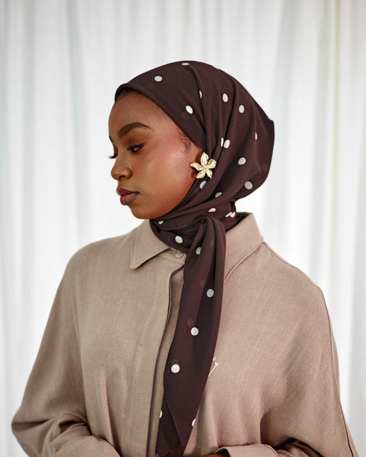 Polka dot square - Brown & Cream