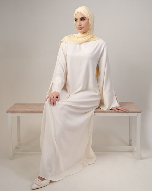 Summer Linen Abaya - White