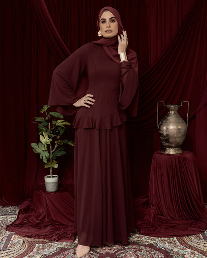 Aylah Abaya Dress - Burgundy