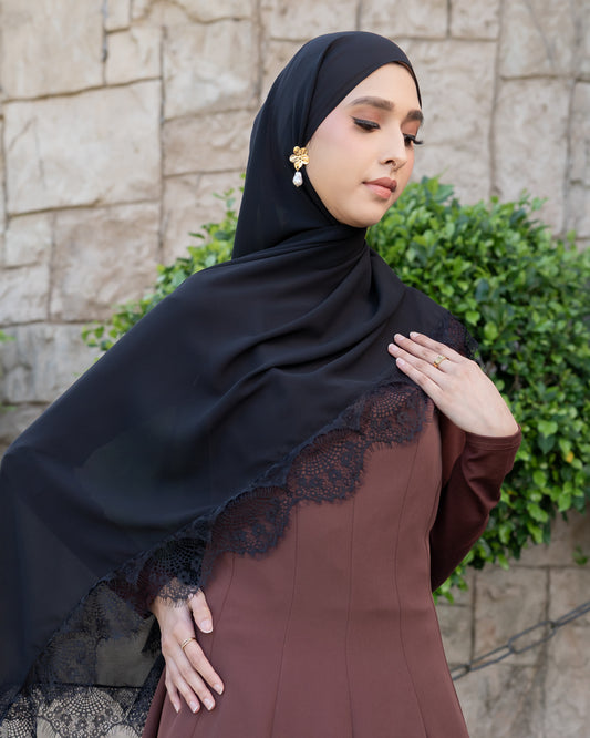 Black Truffle - Chantilly Lace Hijab