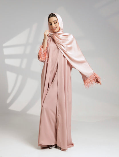 Yara pink feather abaya