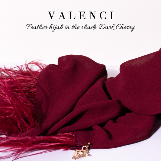 Dark cherry feather hijab